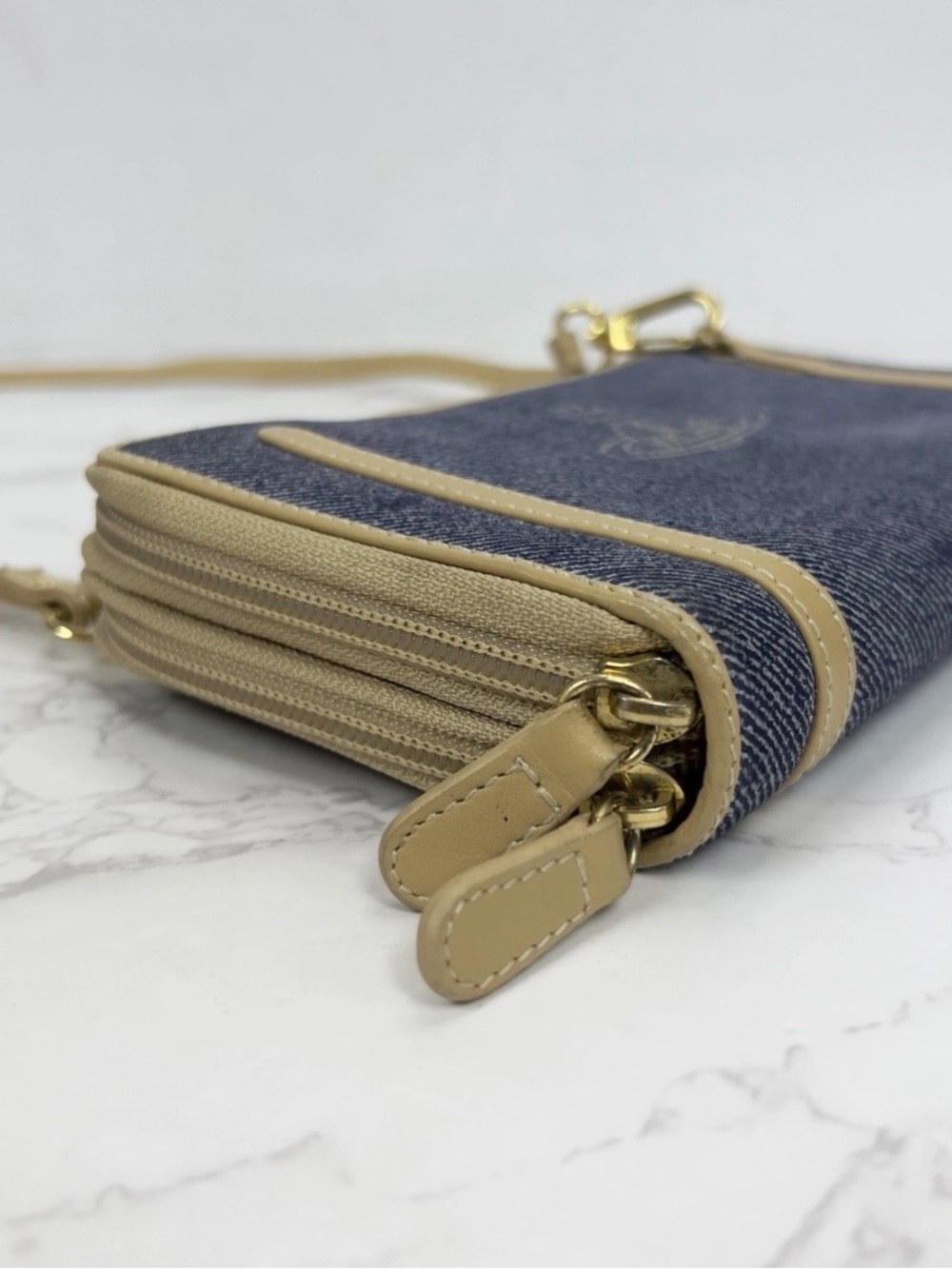 Vivienne Westwood Blue Denim Wallet on a Strap with Tan Trim - EUC - Picture 6 of 10